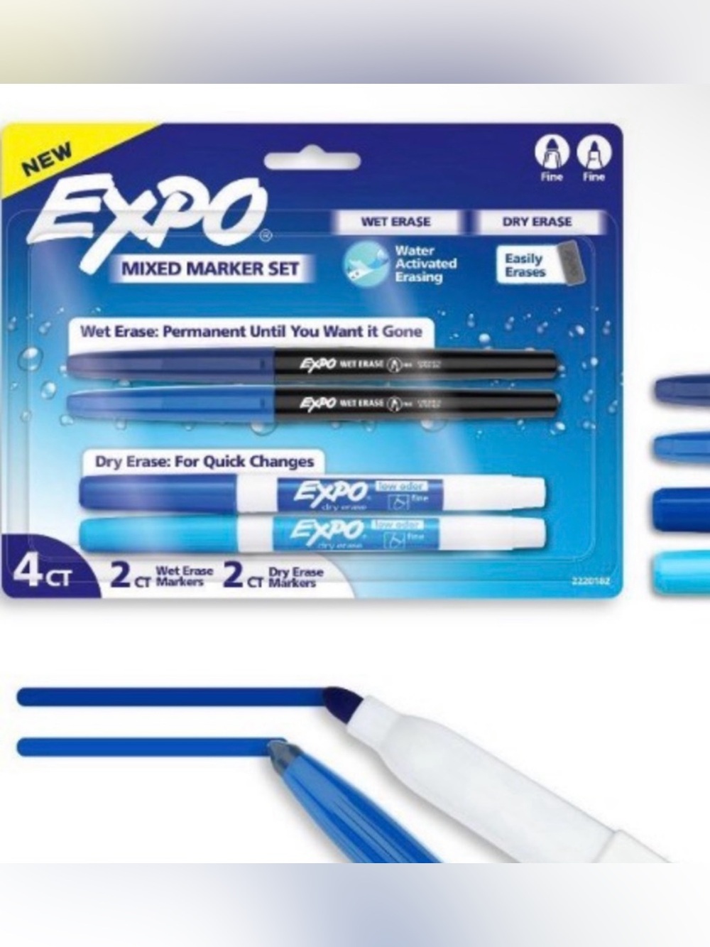 EXPO Mixed Wet/Dry Erase Marker Set - Blue